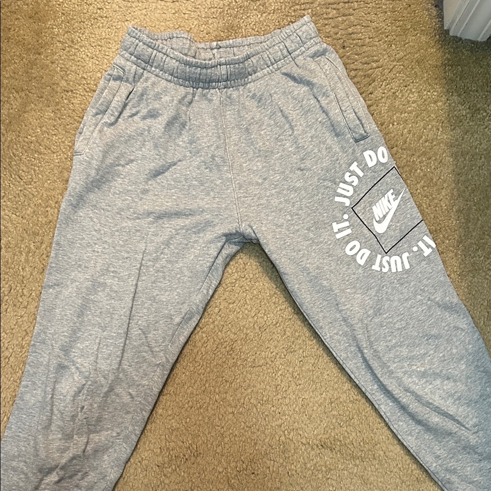 Nike Kids Light Gray Sweatpants with Logo